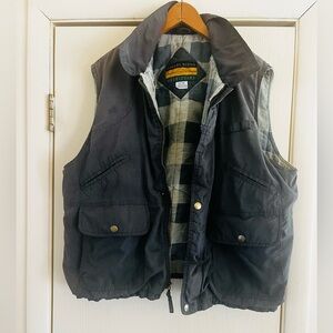 VTG 90s Rugged Lumberjack Flannel Lined Well Worn Cabincore Utility Canvas Vest